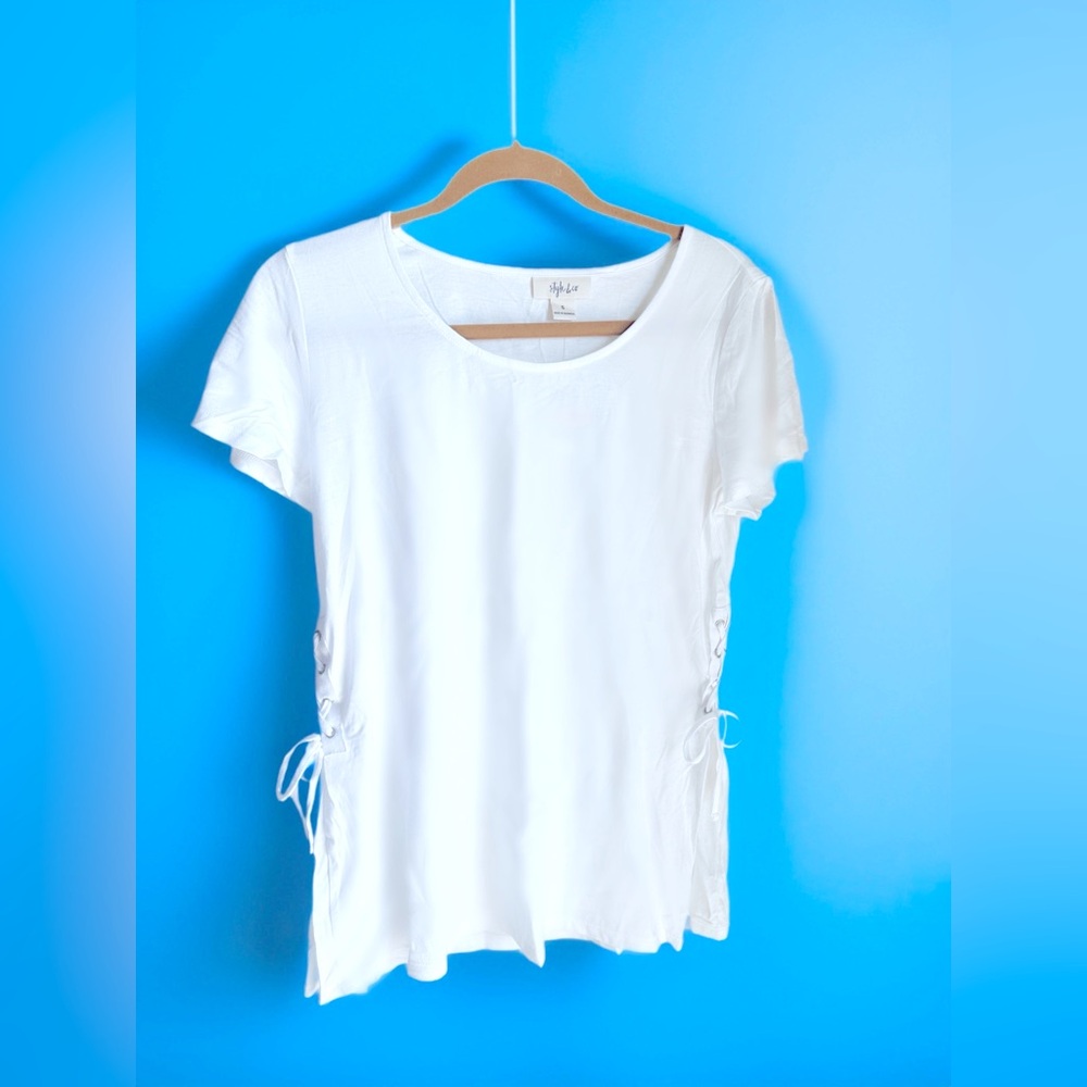 Style & Co. White Side Tie Shirt Size S NWTS